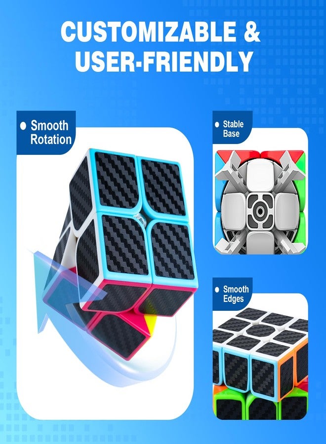 مجموعة مكعبات السرعة من AuntyFey، عبوة من 5 قطع: 2x2، 3x3، 4x4، 5x5، مكعب السرعة السحري Pyraminx، مكعب ألغاز للأطفال والمبتدئين والكبار - Image 2